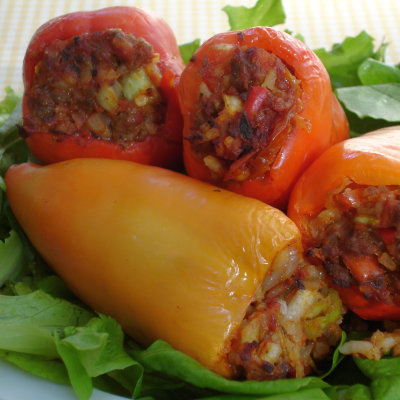 Traditional Bosnian stuffed peppers served at Kašika Viljuška Nož in Sarajevo