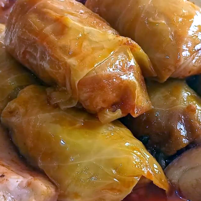 Traditional Bosnian stuffed cabbage served at Kašika Viljuška Nož in Sarajevo