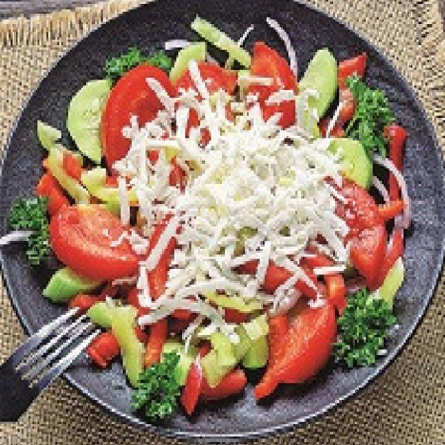 Popular šopska salad served at Kašika Viljuška Nož in Sarajevo